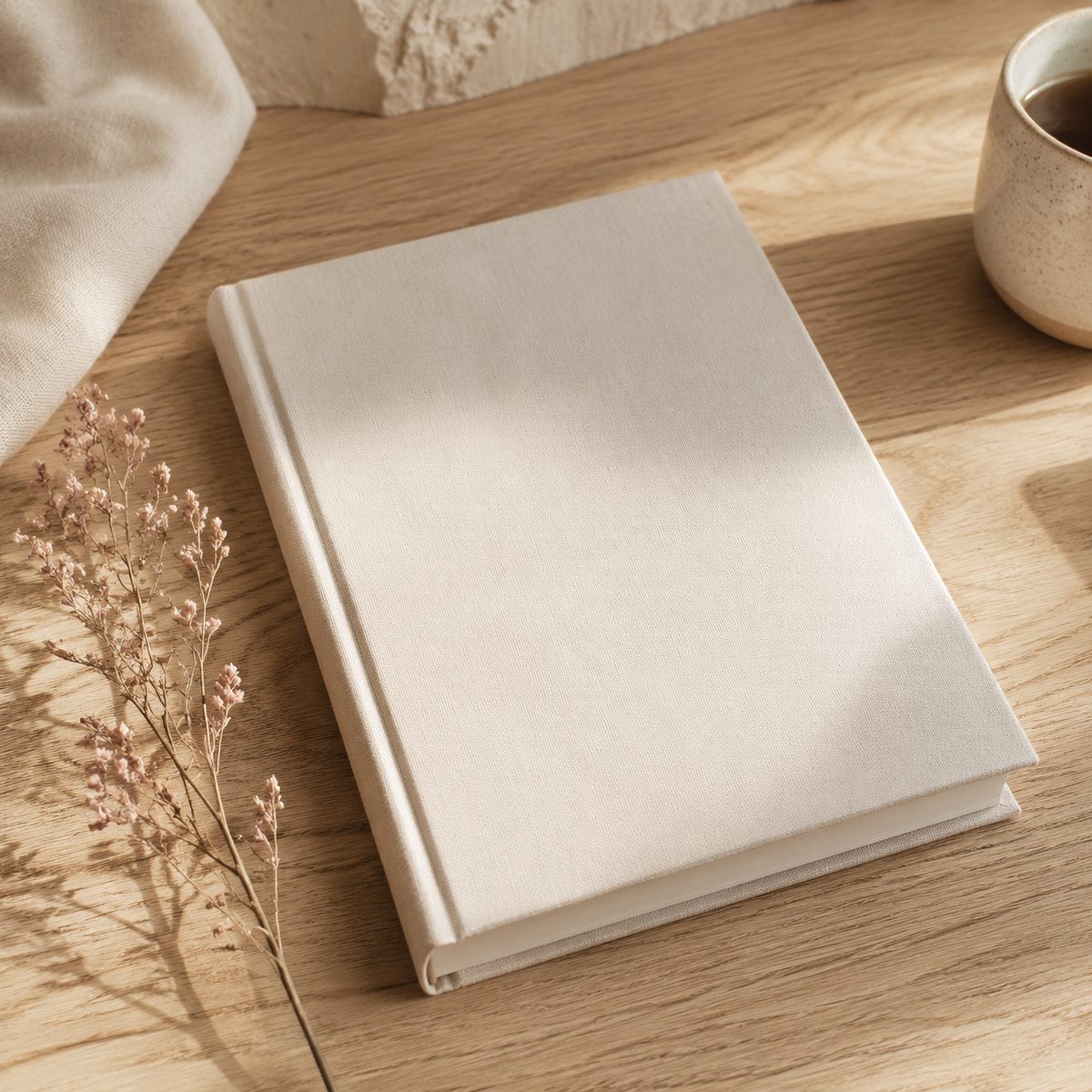 The 30 Mornings devotional as a hardcover book on a wooden table